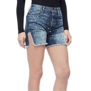 Good America studied destroyed distressed, cut side jeans size 16